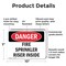 Signmission Fire Sprinkler Riser Inside Danger Sign, Plastic, 10in W x 7in L, 2PK OS-2PACK-DS-P-710-L-2374 - alternate 6